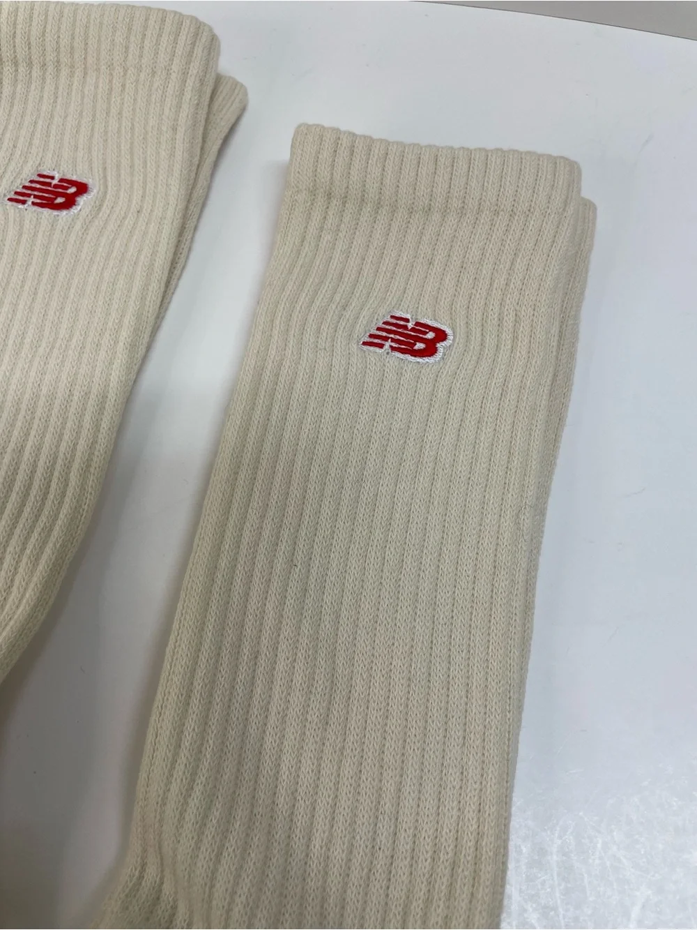 New Balance Cream Unisex Crew Socks with Red Logo - 3 Pack